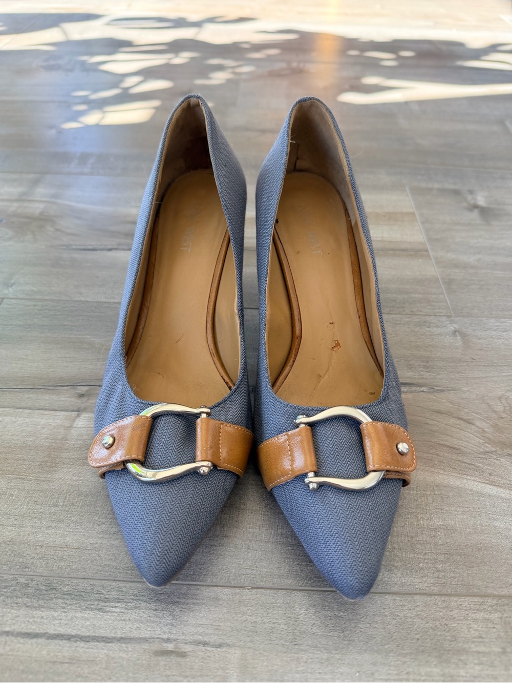 Women’s Nine West Jaquee Pointed-Toe Heels in Blue & Brown Size 9M
